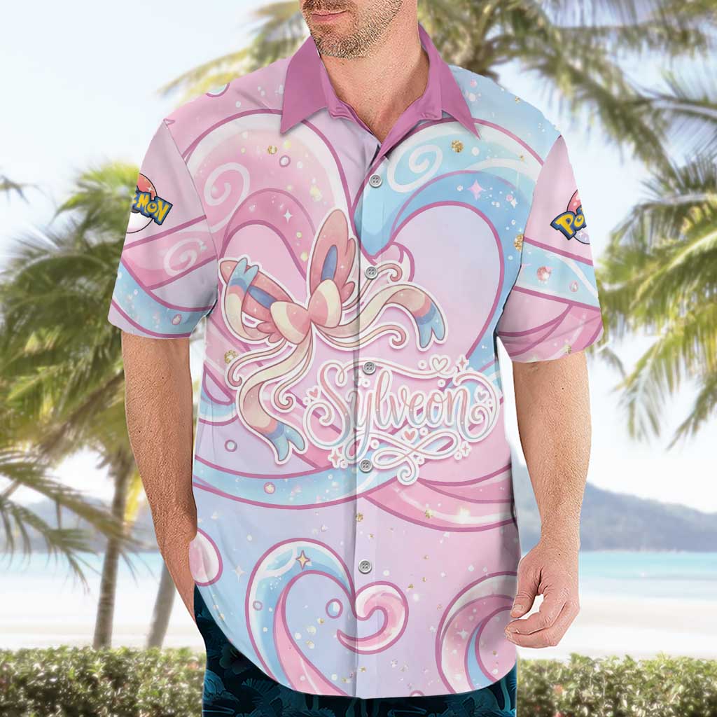 Sylveon Hawaiian Shirt Magical Pastel Heart Ribbon Art