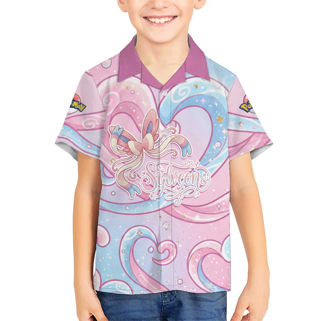 Sylveon Hawaiian Shirt Magical Pastel Heart Ribbon Art