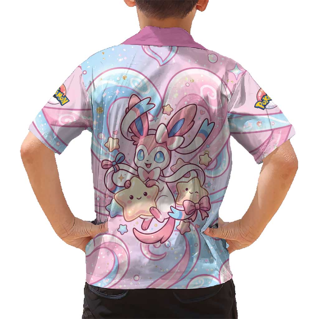 Sylveon Hawaiian Shirt Magical Pastel Heart Ribbon Art