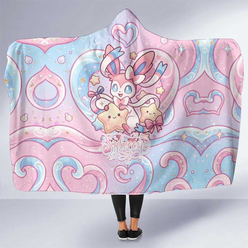 Sylveon Hooded Blanket Magical Pastel Heart Ribbon Art