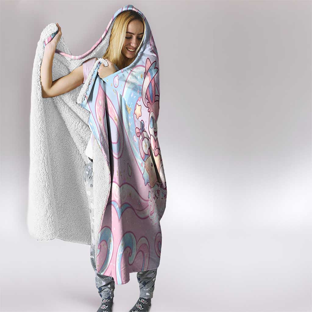 Sylveon Hooded Blanket Magical Pastel Heart Ribbon Art