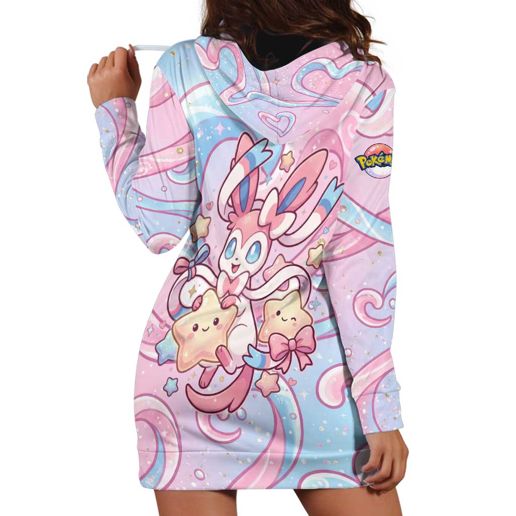 Sylveon Hoodie Dress Magical Pastel Heart Ribbon Art