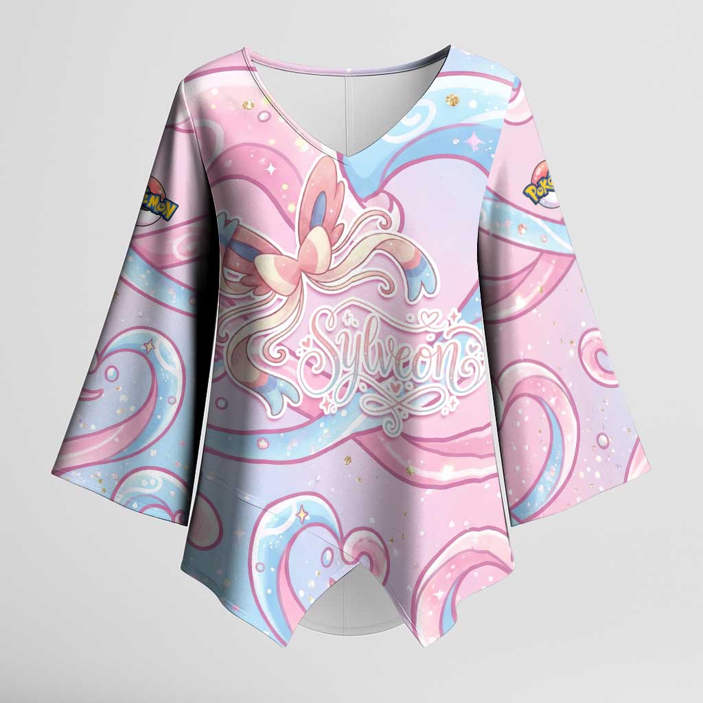 Sylveon Kimono Sleeve Blouse Magical Pastel Heart Ribbon Art