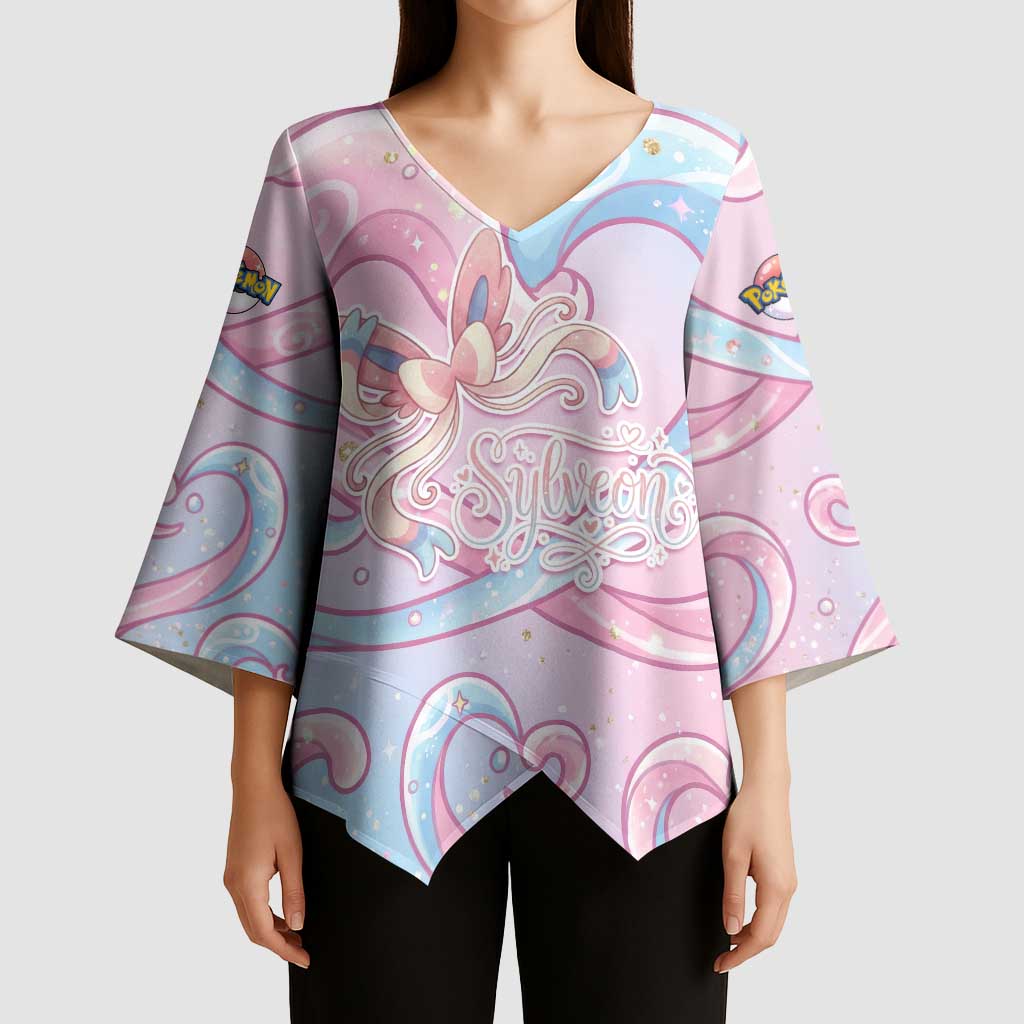 Sylveon Kimono Sleeve Blouse Magical Pastel Heart Ribbon Art