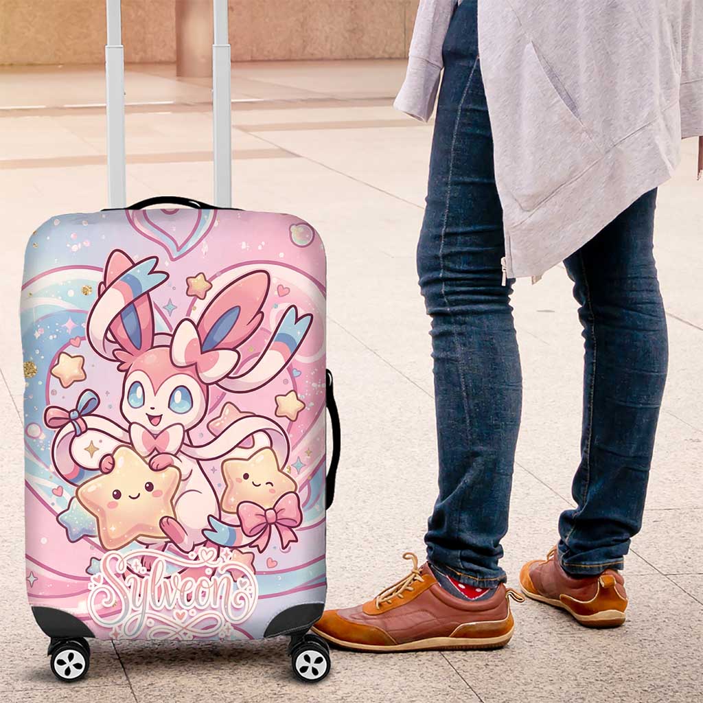 Sylveon Luggage Cover Magical Pastel Heart Ribbon Art