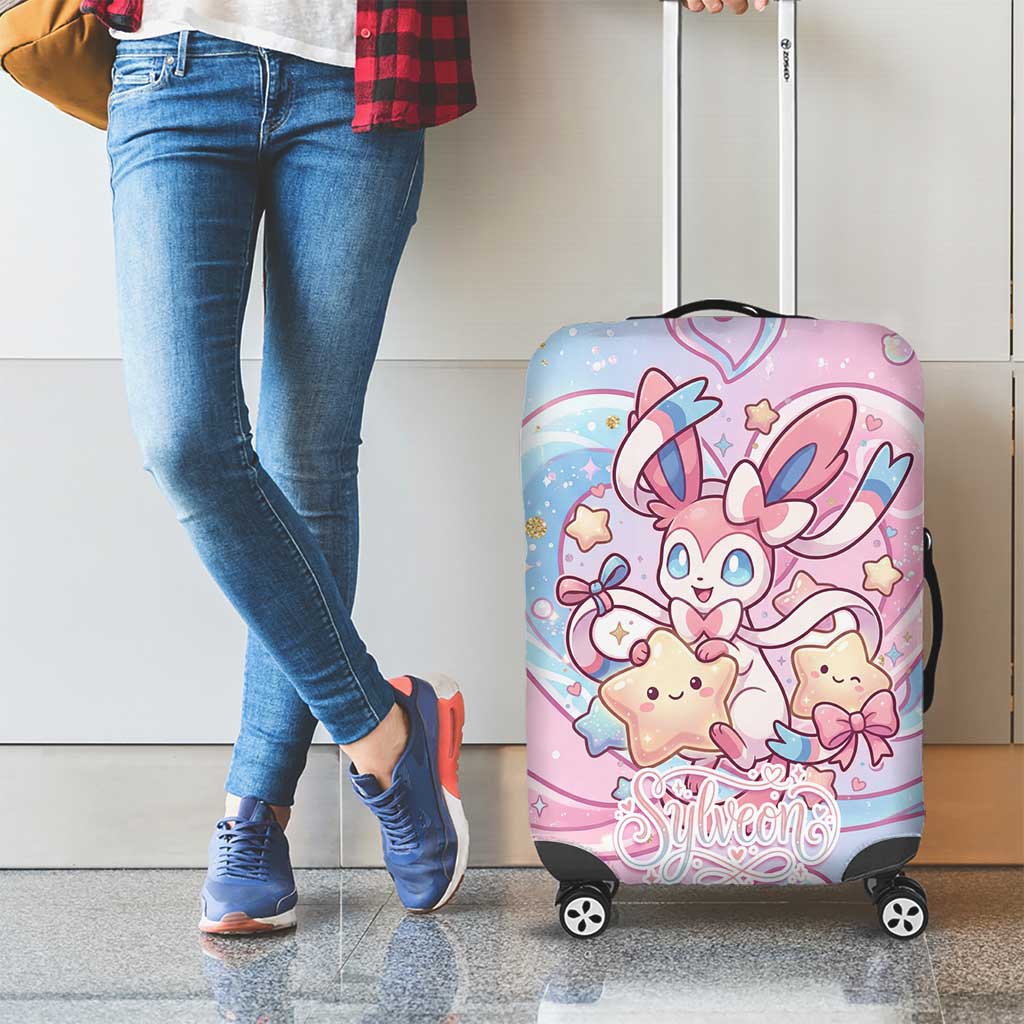 Sylveon Luggage Cover Magical Pastel Heart Ribbon Art