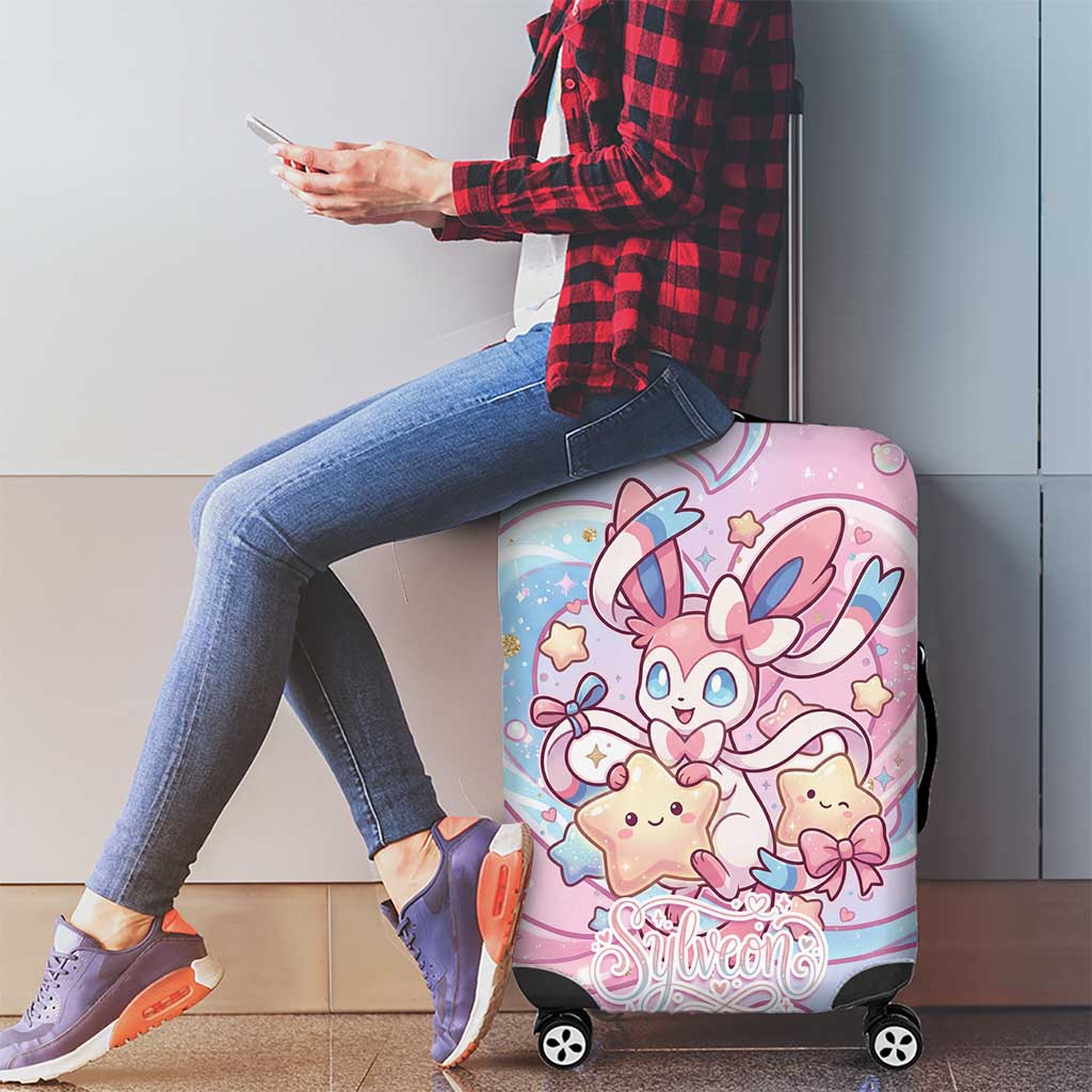 Sylveon Luggage Cover Magical Pastel Heart Ribbon Art