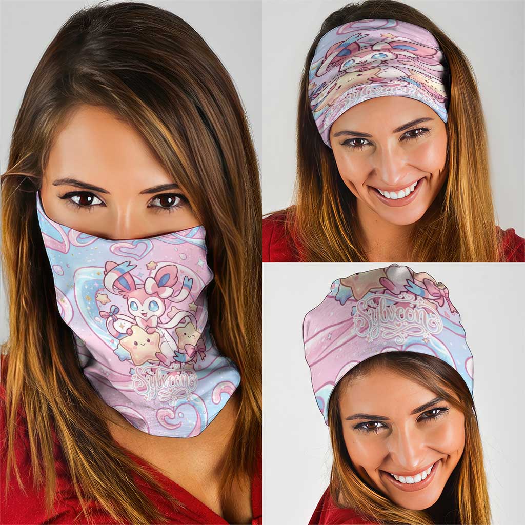 Sylveon Neck Gaiter Magical Pastel Heart Ribbon Art