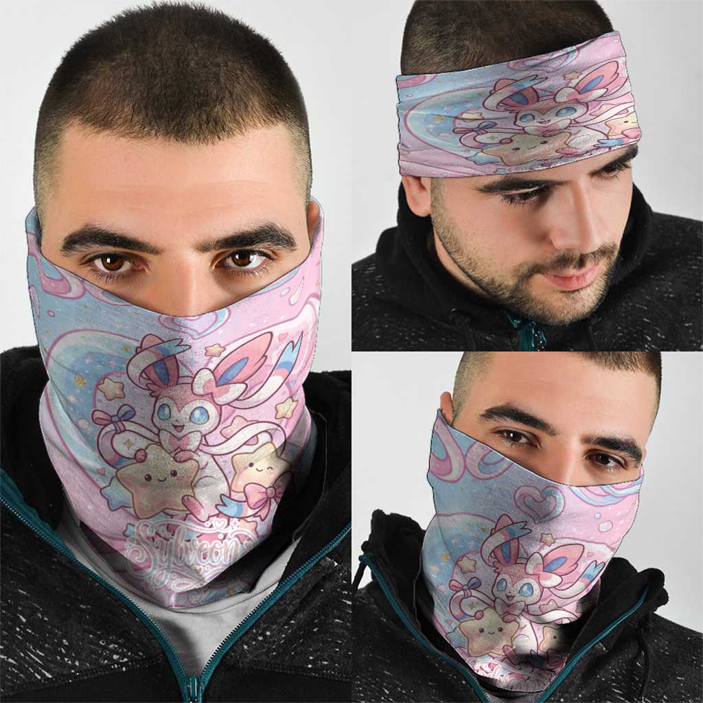 Sylveon Neck Gaiter Magical Pastel Heart Ribbon Art