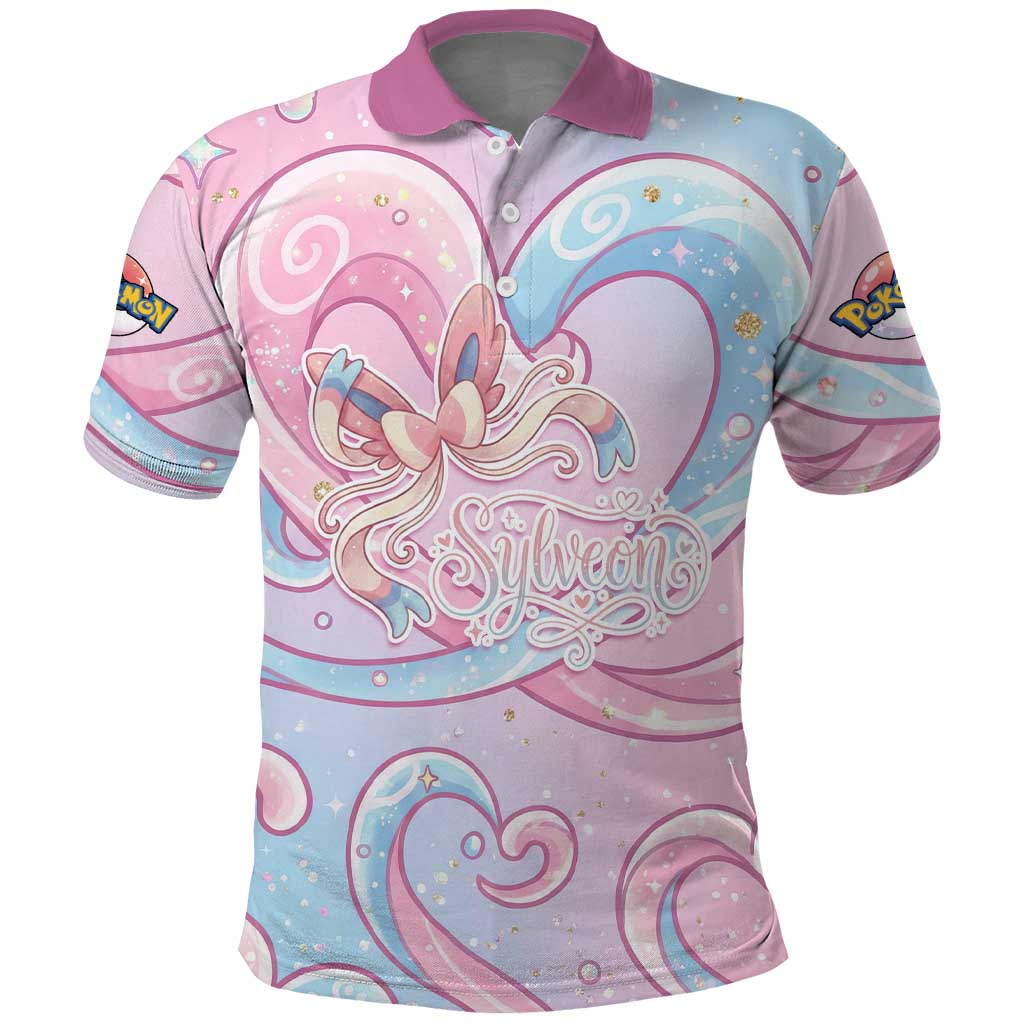 Sylveon Polo Shirt Magical Pastel Heart Ribbon Art