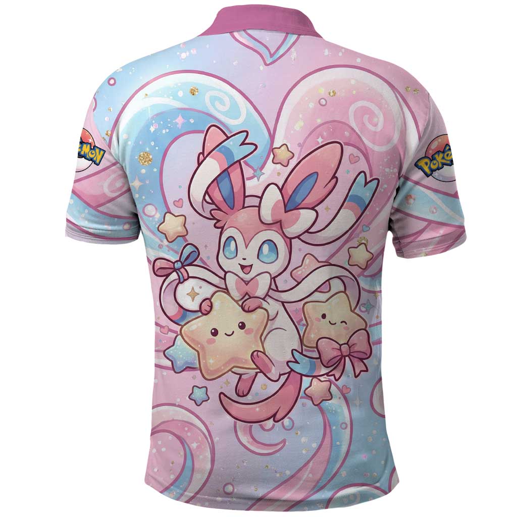 Sylveon Polo Shirt Magical Pastel Heart Ribbon Art