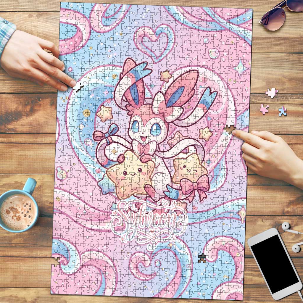 Sylveon Puzzle Magical Pastel Heart Ribbon Art