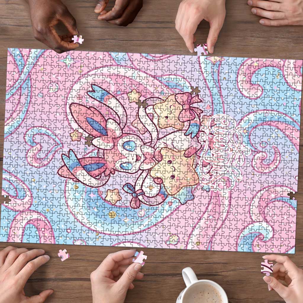 Sylveon Puzzle Magical Pastel Heart Ribbon Art