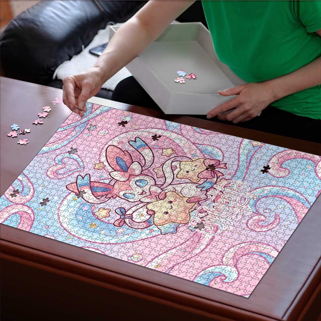Sylveon Puzzle Magical Pastel Heart Ribbon Art
