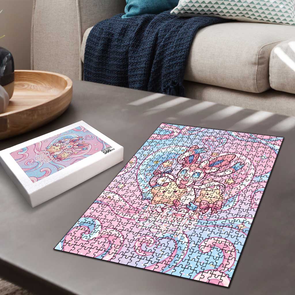 Sylveon Puzzle Magical Pastel Heart Ribbon Art