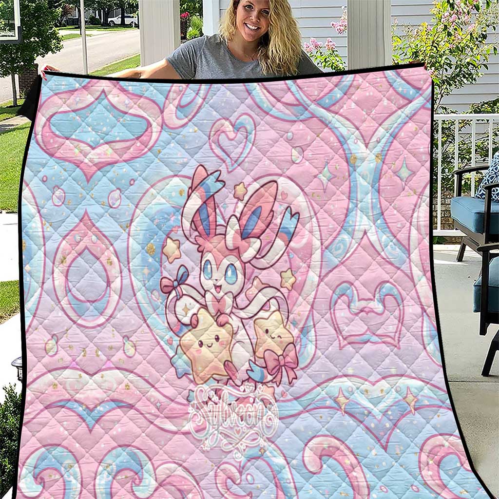 Sylveon Quilt Magical Pastel Heart Ribbon Art