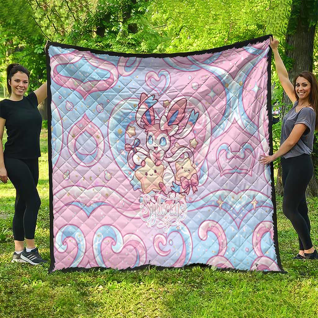 Sylveon Quilt Magical Pastel Heart Ribbon Art