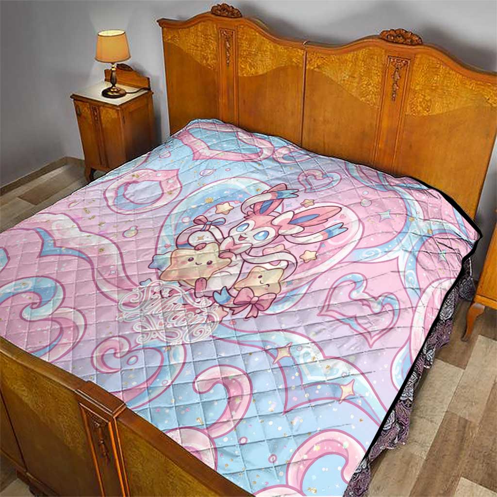 Sylveon Quilt Magical Pastel Heart Ribbon Art