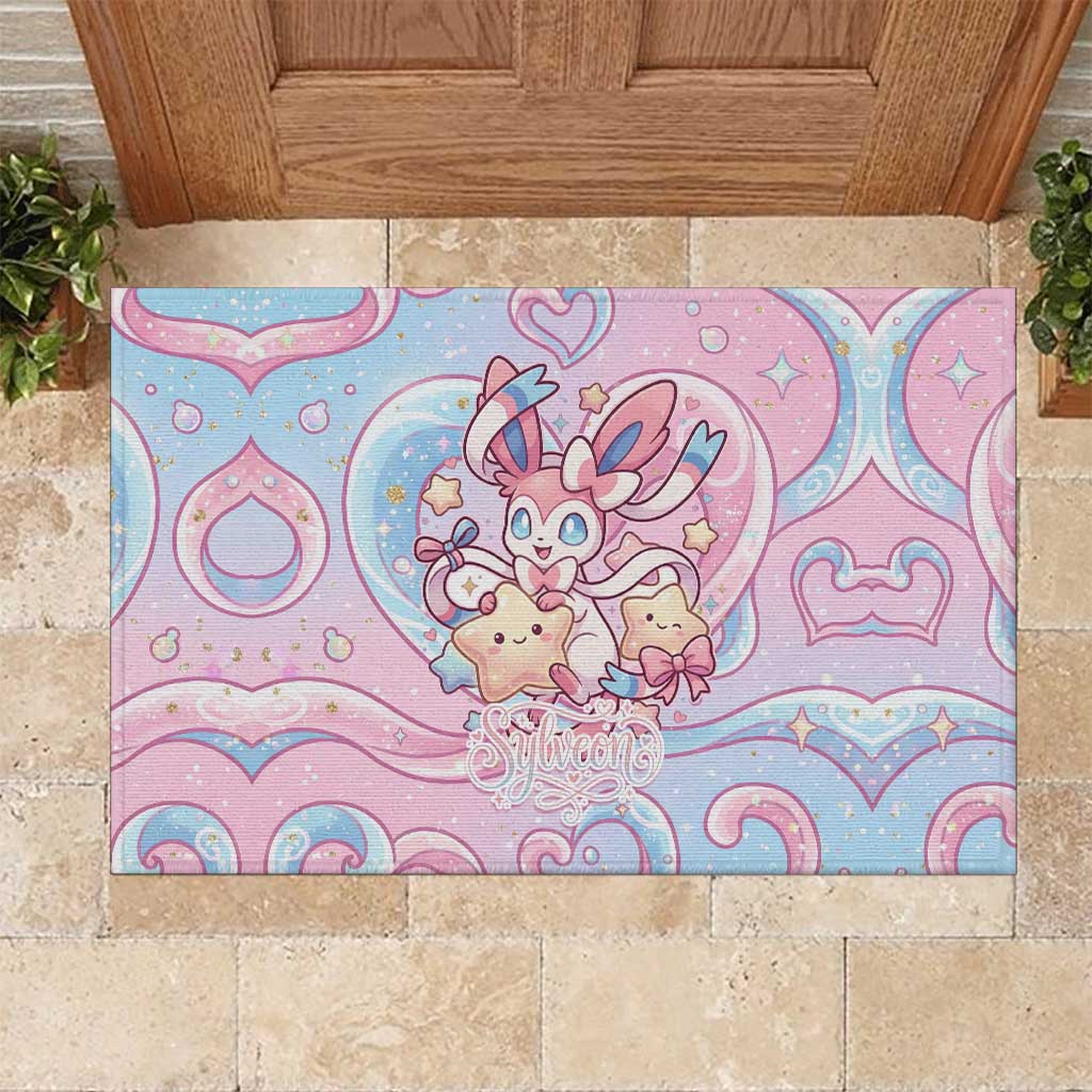 Sylveon Rubber Doormat Magical Pastel Heart Ribbon Art