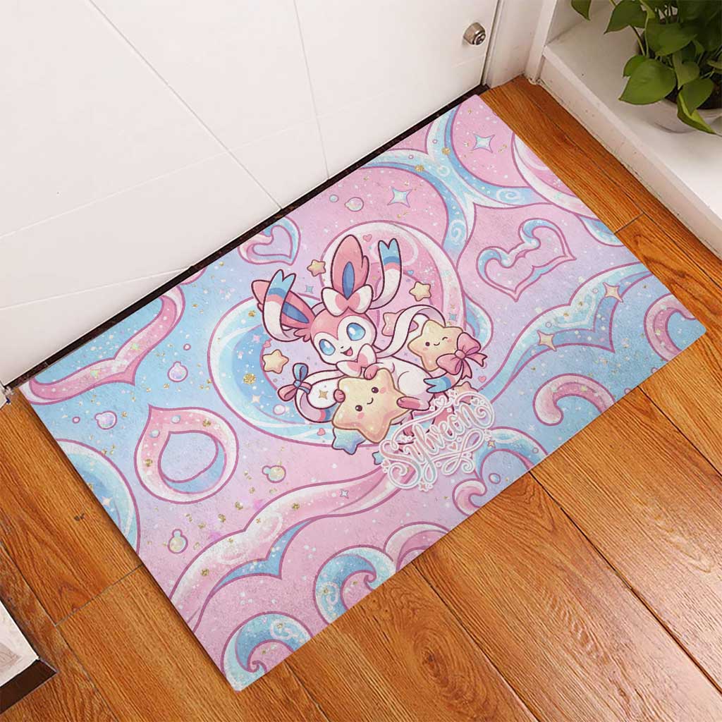 Sylveon Rubber Doormat Magical Pastel Heart Ribbon Art