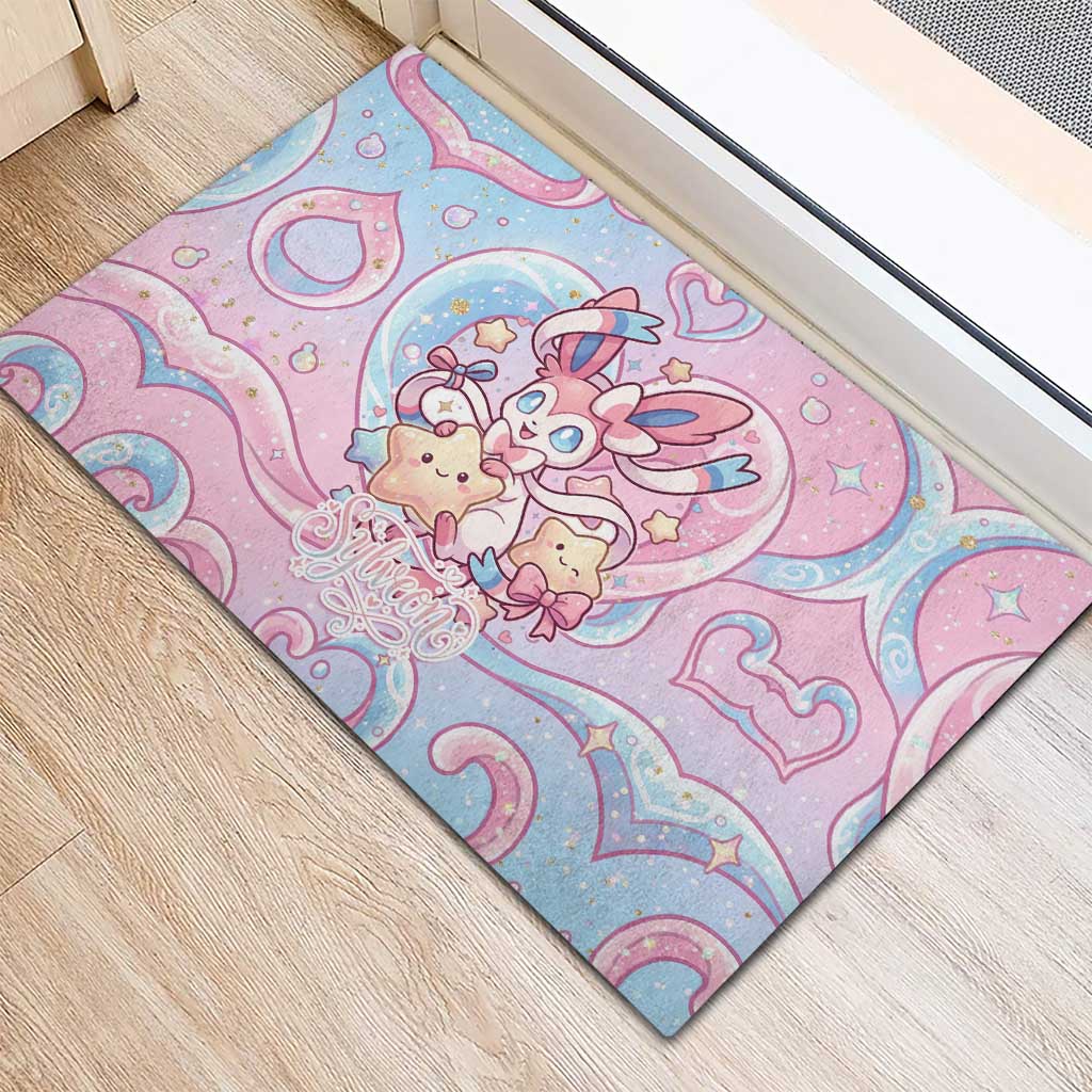 Sylveon Rubber Doormat Magical Pastel Heart Ribbon Art
