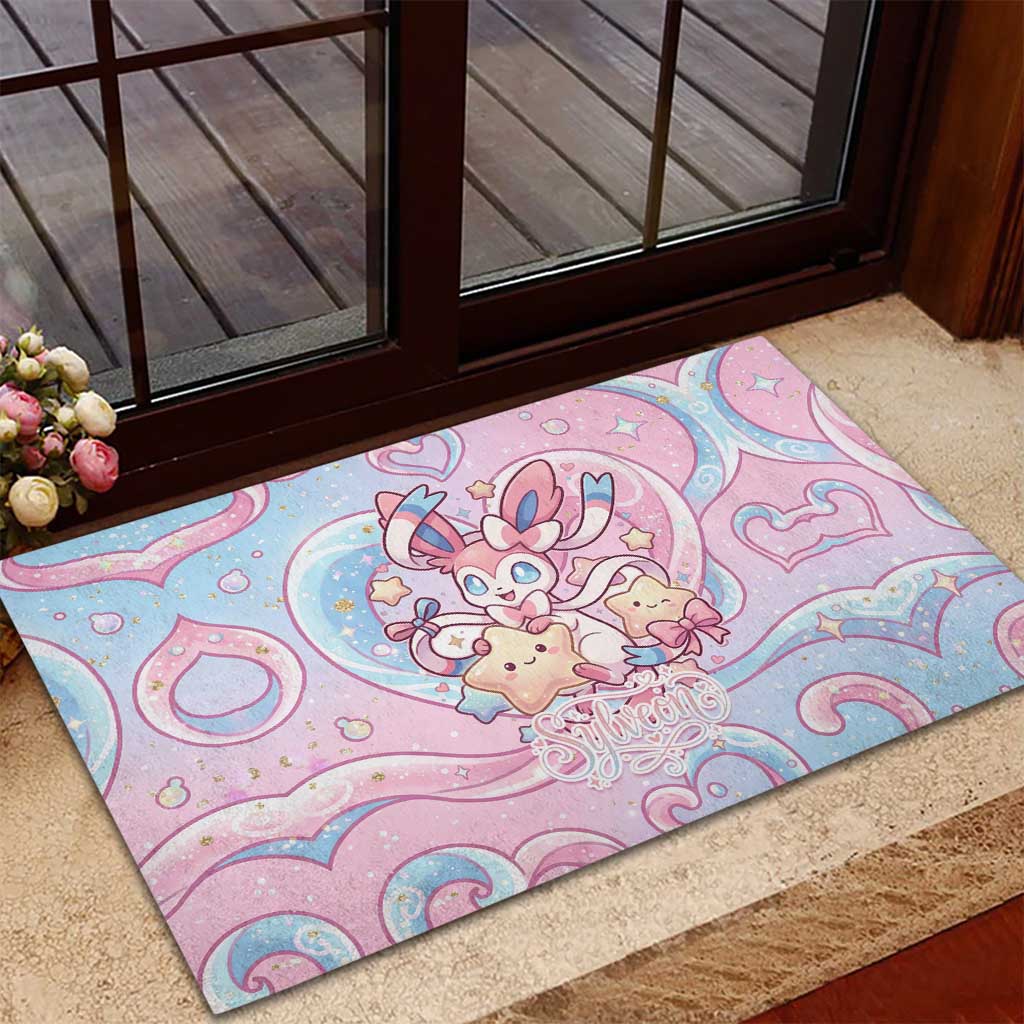 Sylveon Rubber Doormat Magical Pastel Heart Ribbon Art