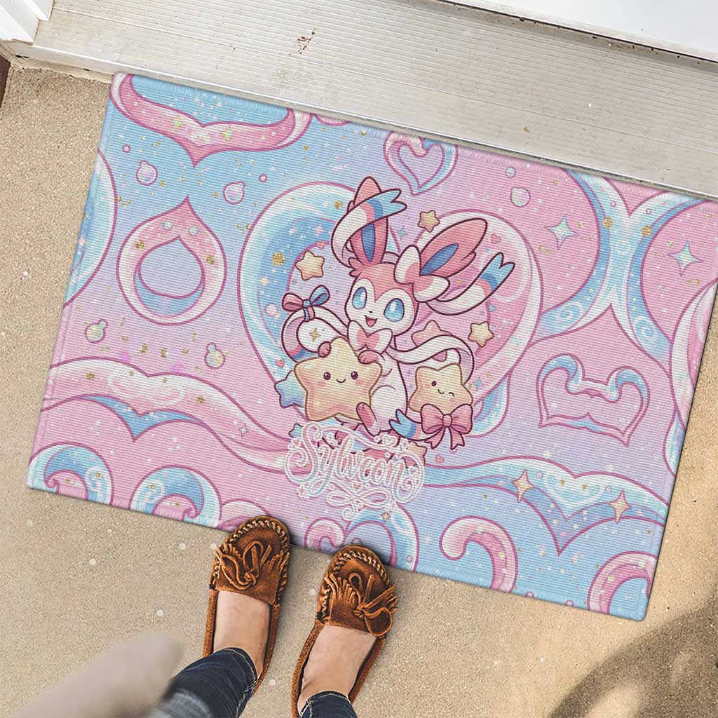 Sylveon Rubber Doormat Magical Pastel Heart Ribbon Art