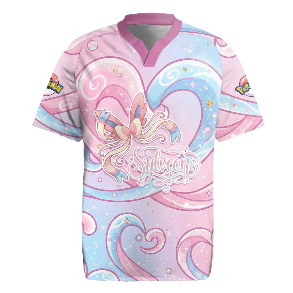 Sylveon Rugby Jersey Magical Pastel Heart Ribbon Art