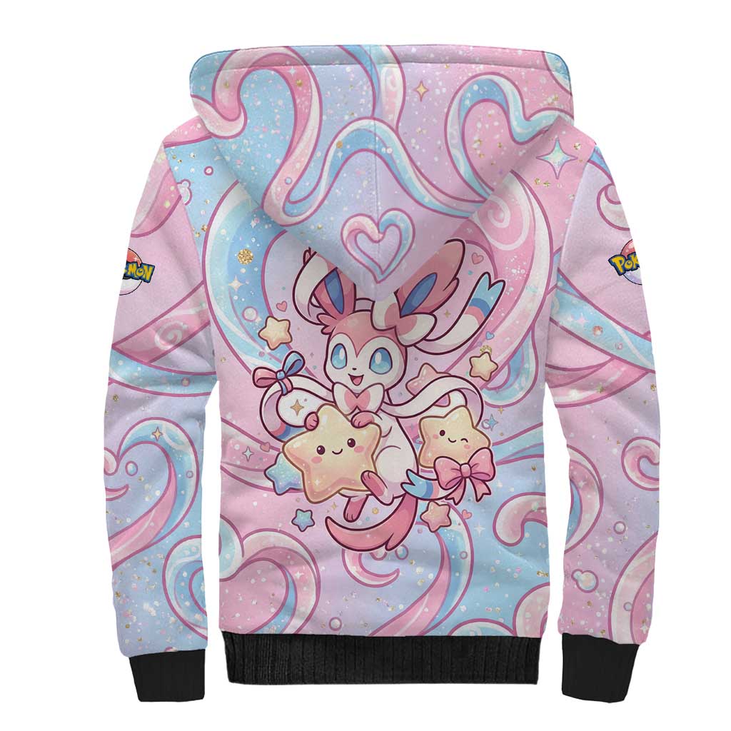 Sylveon Sherpa Hoodie Magical Pastel Heart Ribbon Art