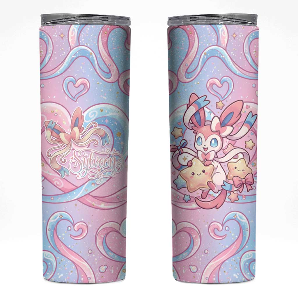 Sylveon Skinny Tumbler Magical Pastel Heart Ribbon Art