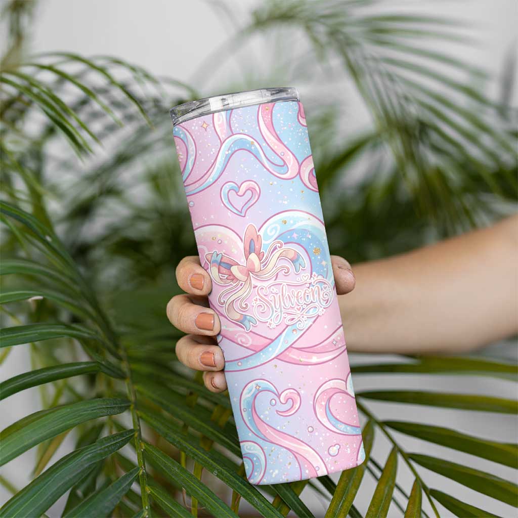 Sylveon Skinny Tumbler Magical Pastel Heart Ribbon Art