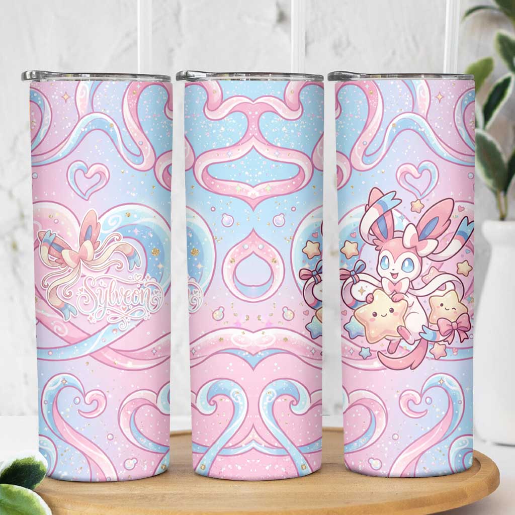 Sylveon Skinny Tumbler Magical Pastel Heart Ribbon Art