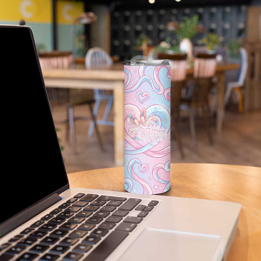 Sylveon Skinny Tumbler Magical Pastel Heart Ribbon Art