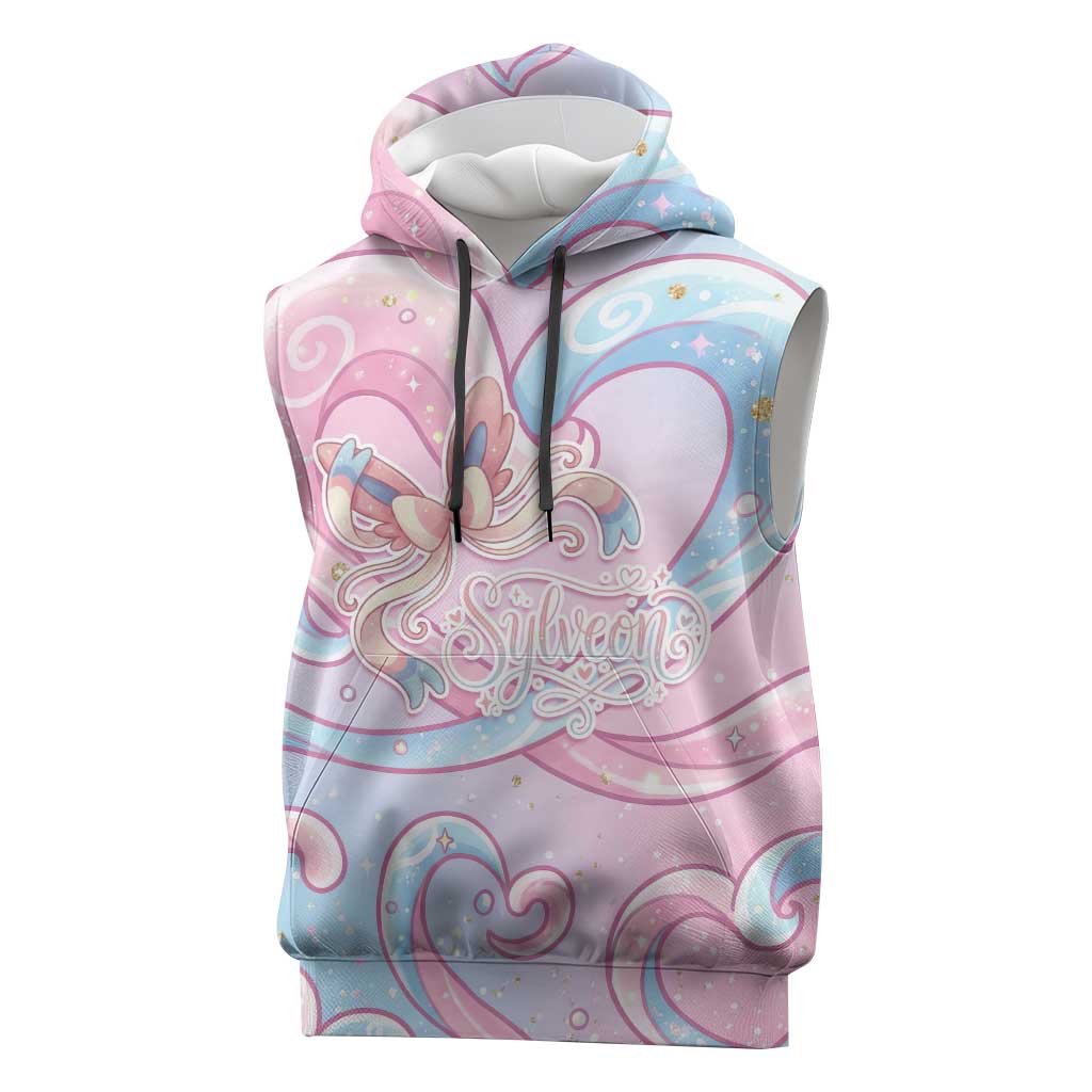 Sylveon Sleeveless Hoodie Magical Pastel Heart Ribbon Art