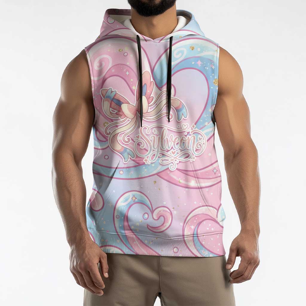 Sylveon Sleeveless Hoodie Magical Pastel Heart Ribbon Art