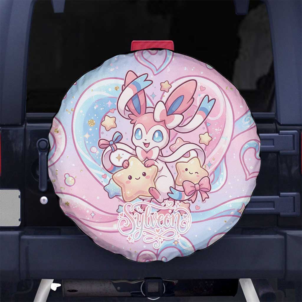 Sylveon Spare Tire Cover Magical Pastel Heart Ribbon Art
