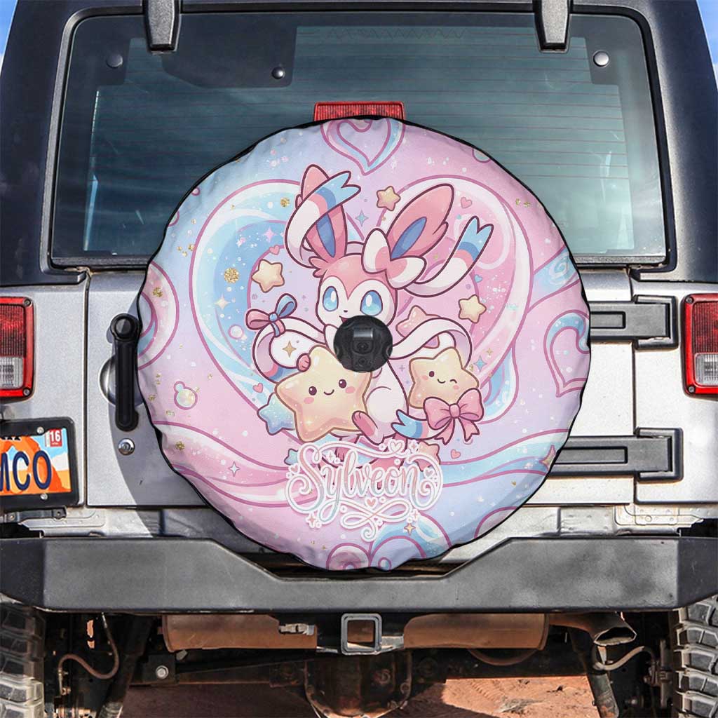Sylveon Spare Tire Cover Magical Pastel Heart Ribbon Art