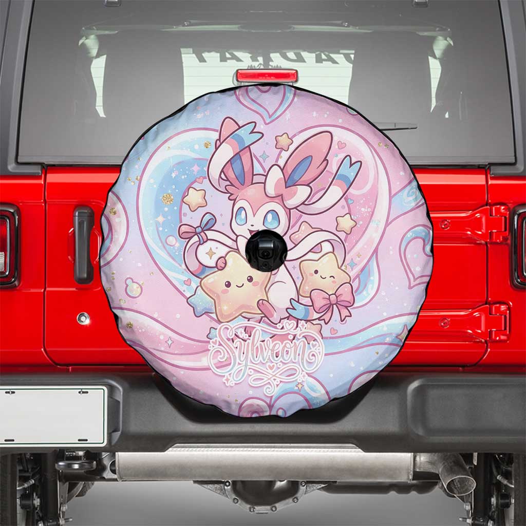 Sylveon Spare Tire Cover Magical Pastel Heart Ribbon Art