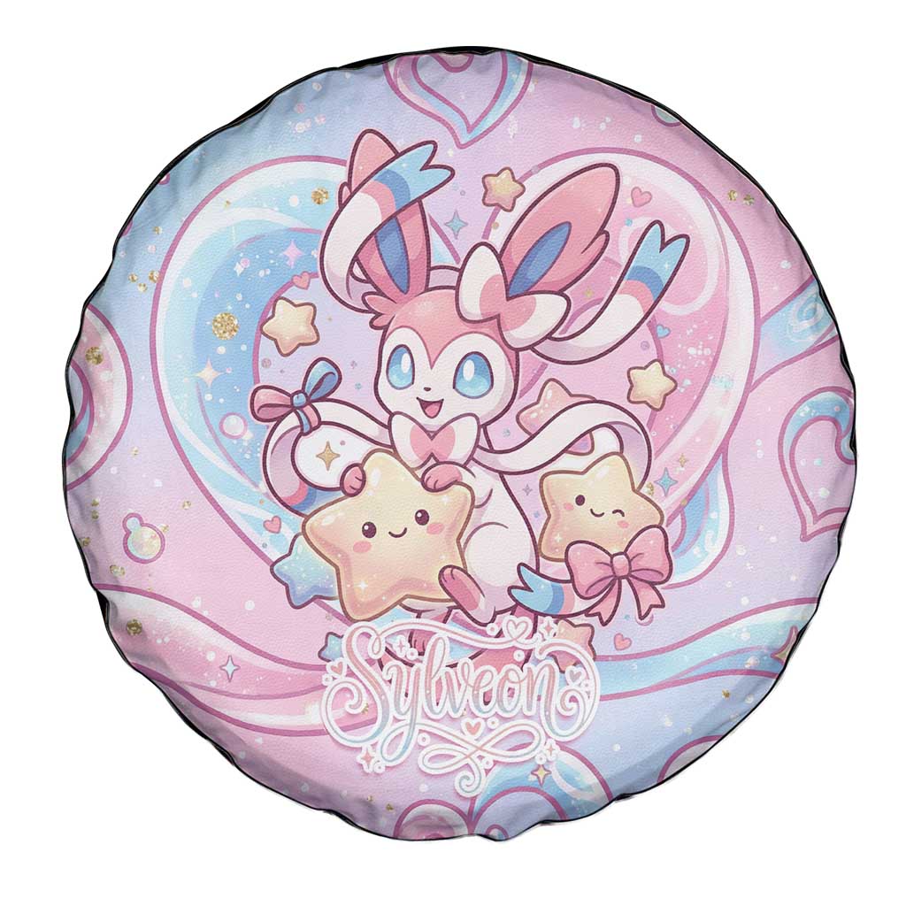 Sylveon Spare Tire Cover Magical Pastel Heart Ribbon Art
