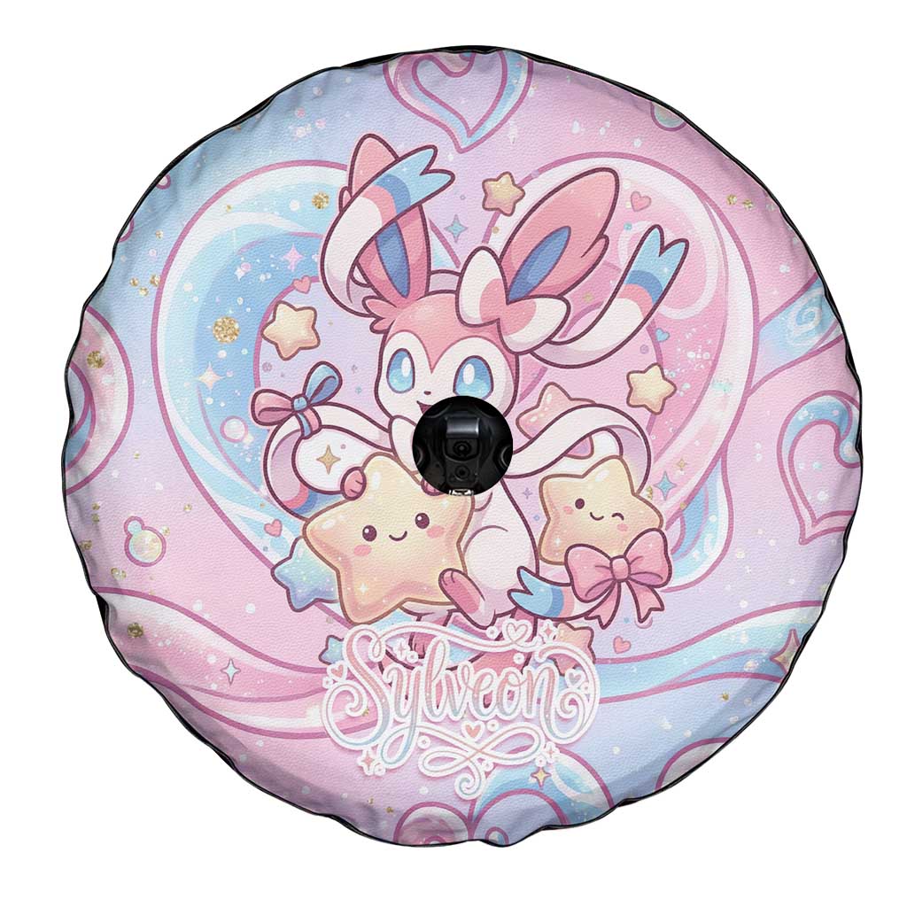 Sylveon Spare Tire Cover Magical Pastel Heart Ribbon Art