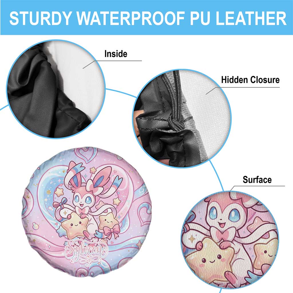 Sylveon Spare Tire Cover Magical Pastel Heart Ribbon Art