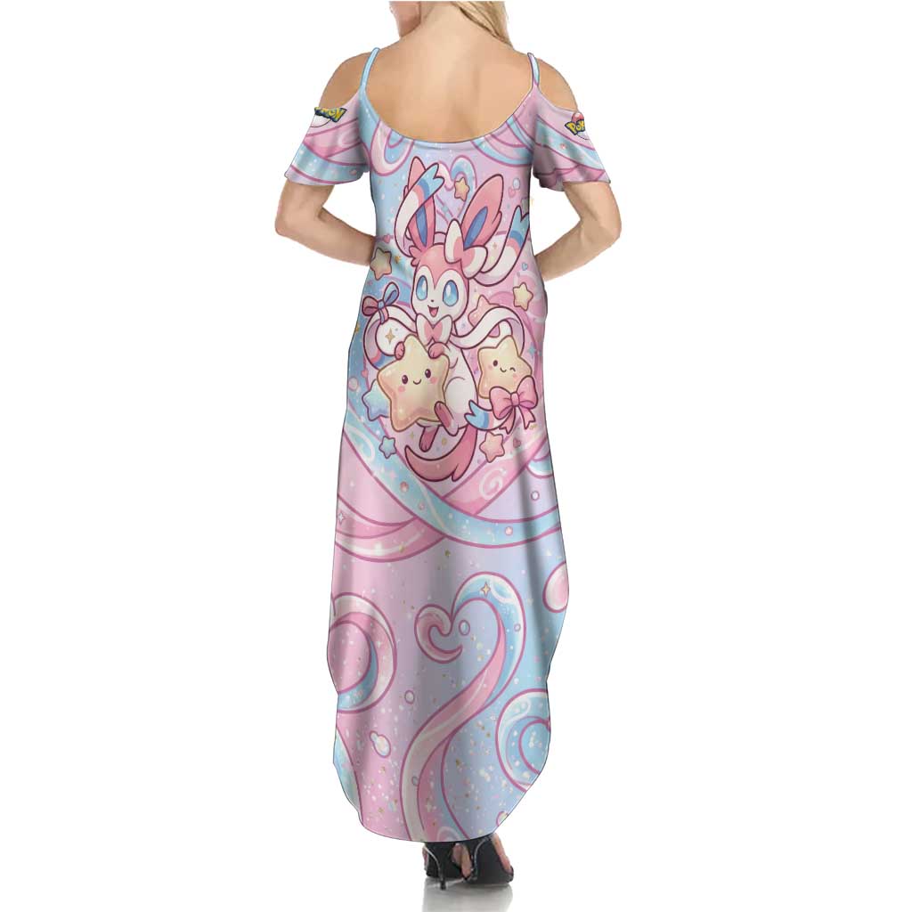 Sylveon Summer Maxi Dress Magical Pastel Heart Ribbon Art