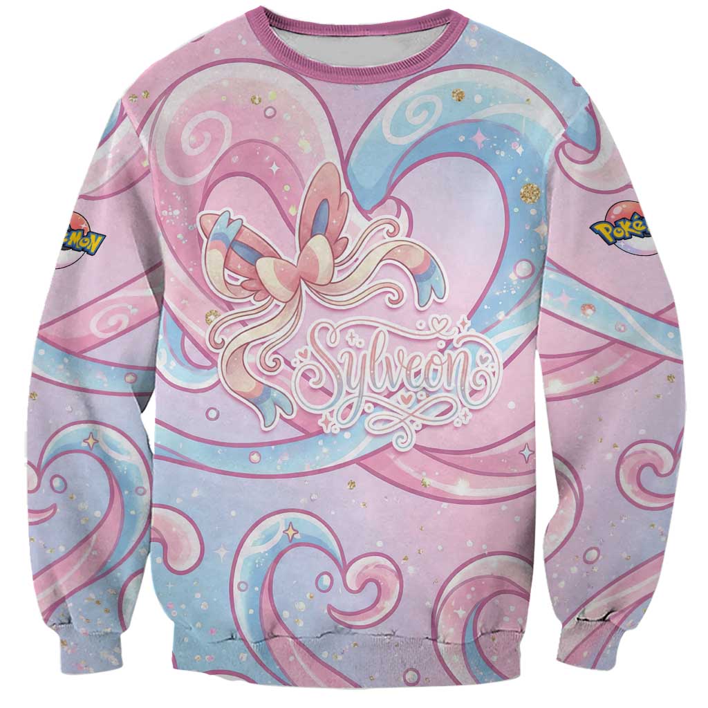 Sylveon Sweatshirt Magical Pastel Heart Ribbon Art