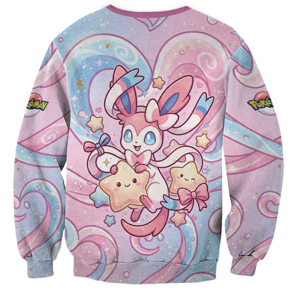 Sylveon Sweatshirt Magical Pastel Heart Ribbon Art