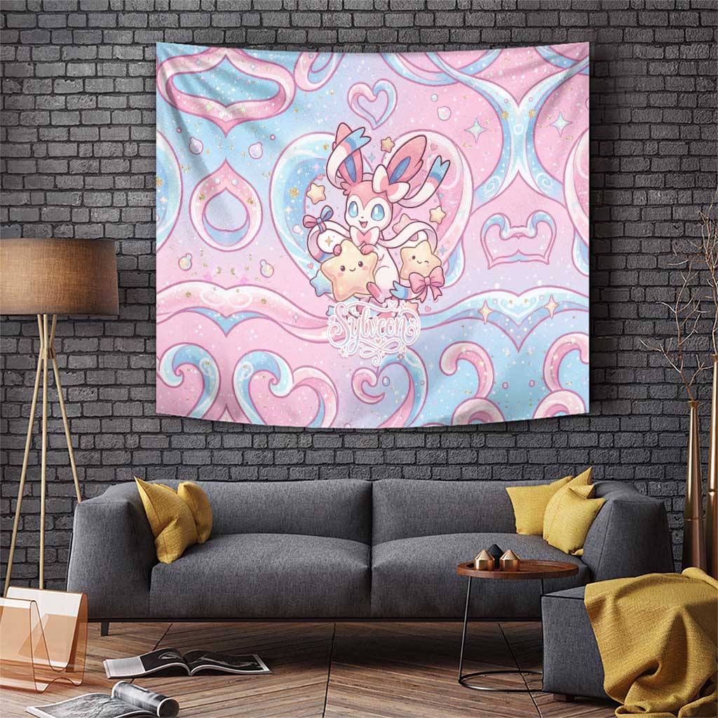 Sylveon Tapestry Magical Pastel Heart Ribbon Art