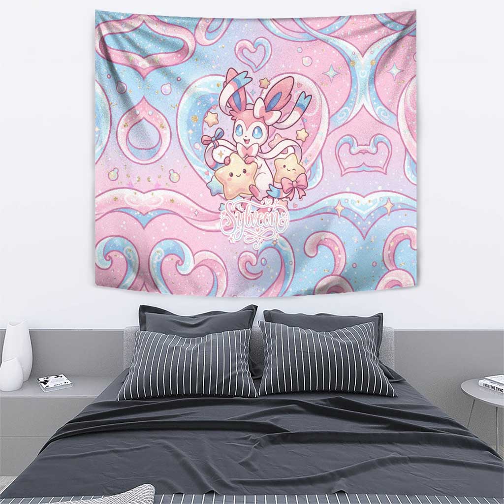 Sylveon Tapestry Magical Pastel Heart Ribbon Art