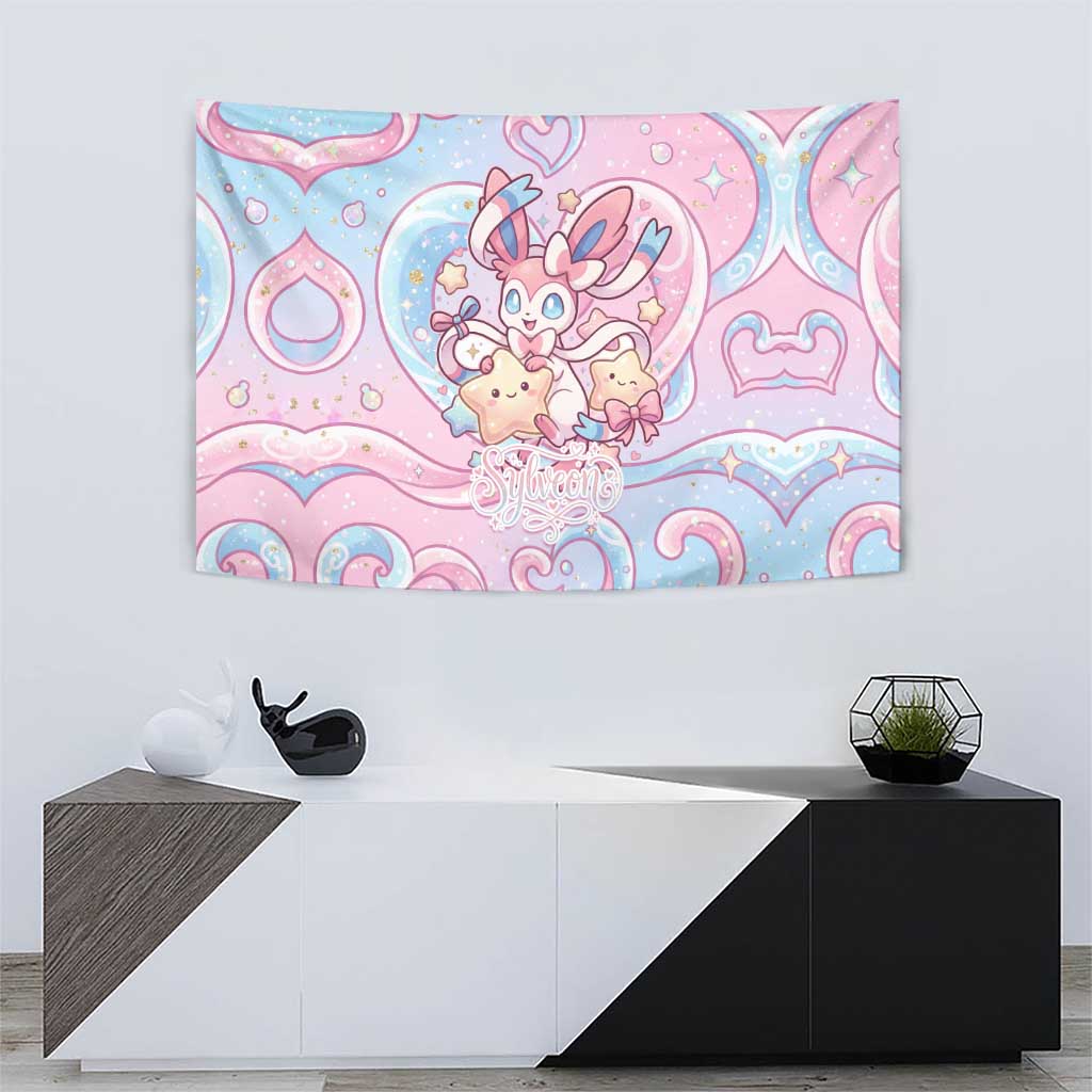Sylveon Tapestry Magical Pastel Heart Ribbon Art