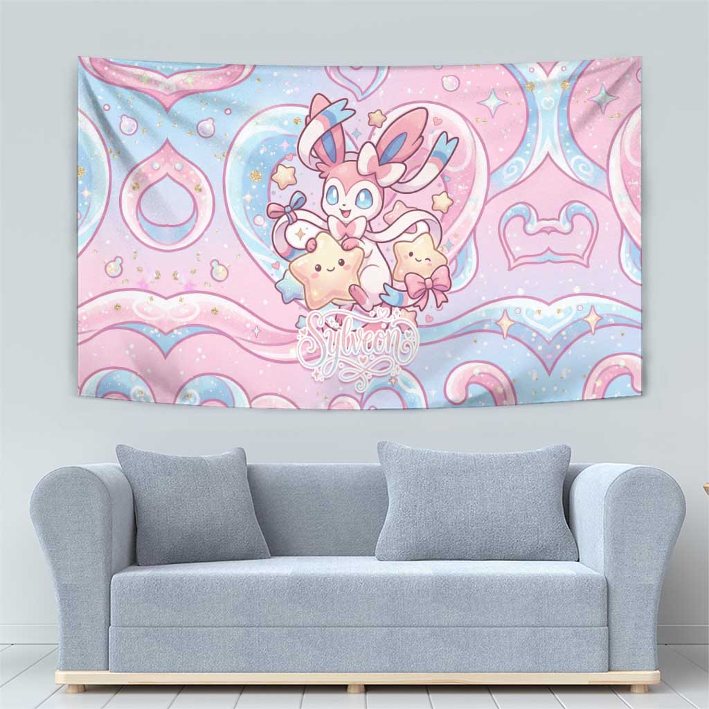 Sylveon Tapestry Magical Pastel Heart Ribbon Art
