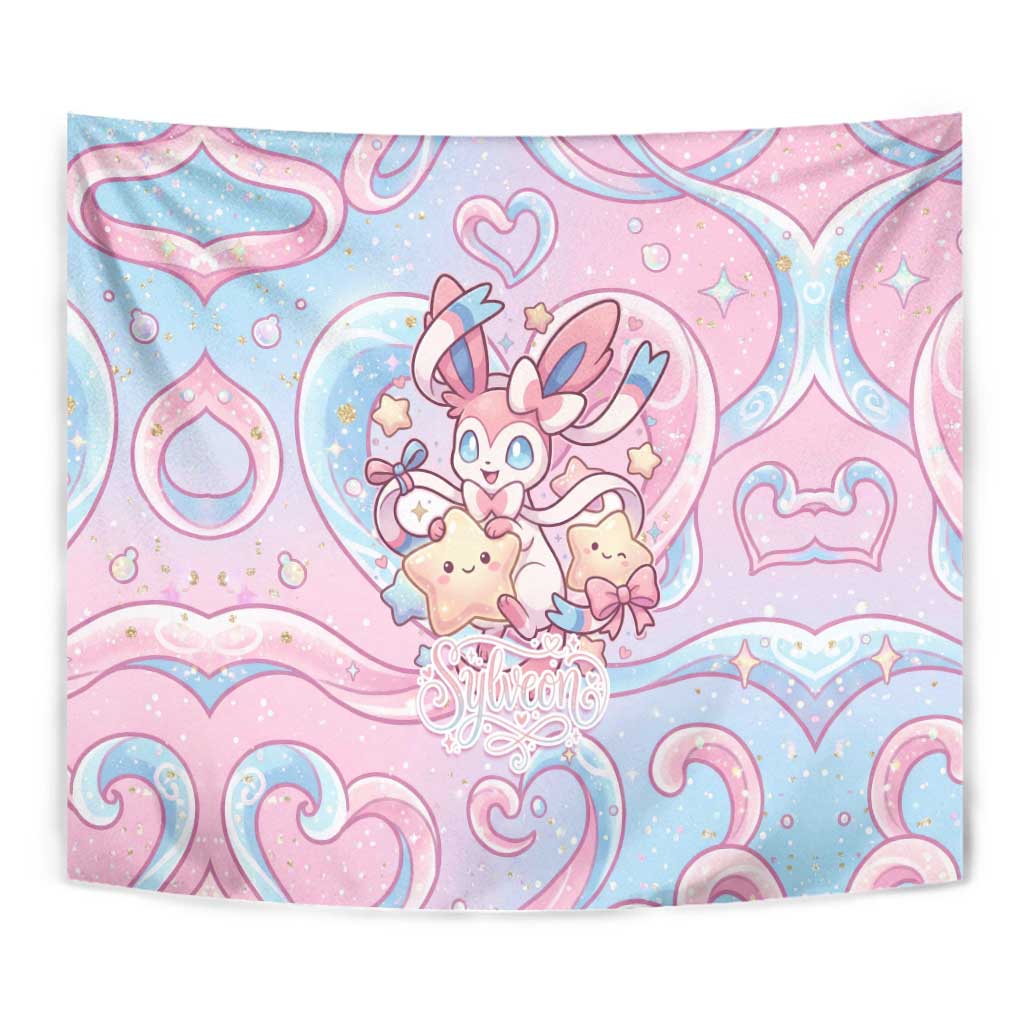 Sylveon Tapestry Magical Pastel Heart Ribbon Art