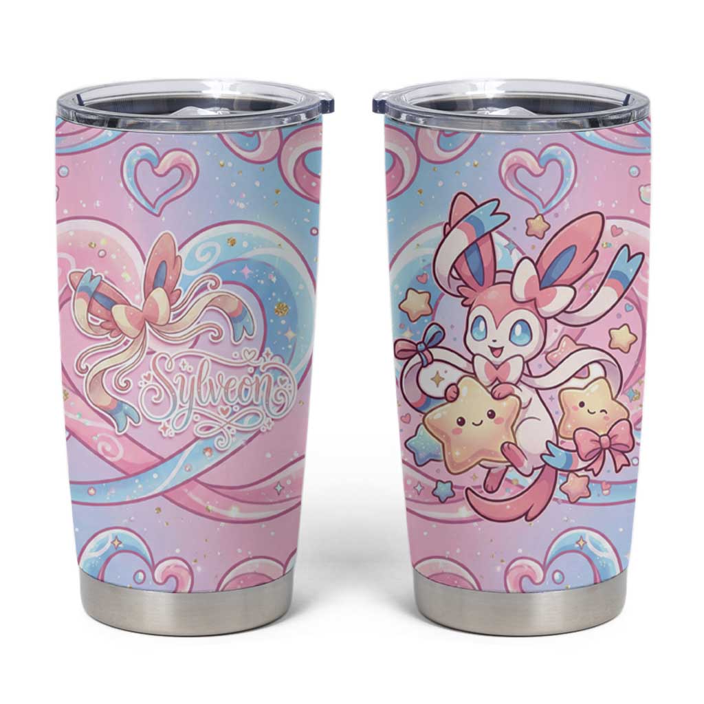 Sylveon Tumbler Cup Magical Pastel Heart Ribbon Art